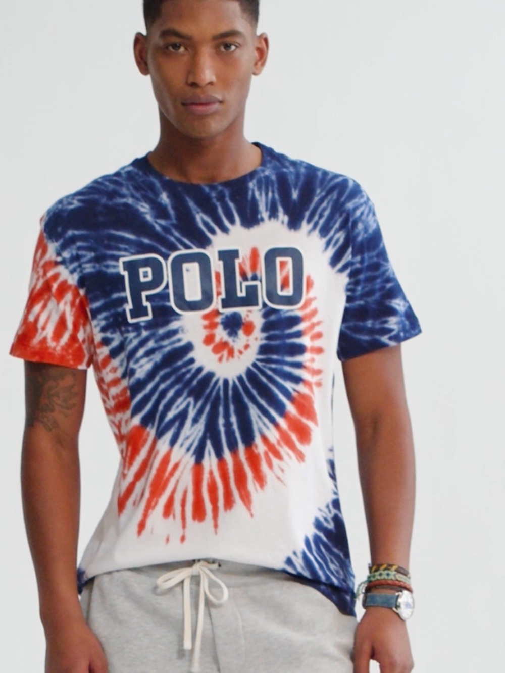 New Polo by Ralph Lauren Americana Red, Navy & White Tie-Dye Short Sleeve Tee M